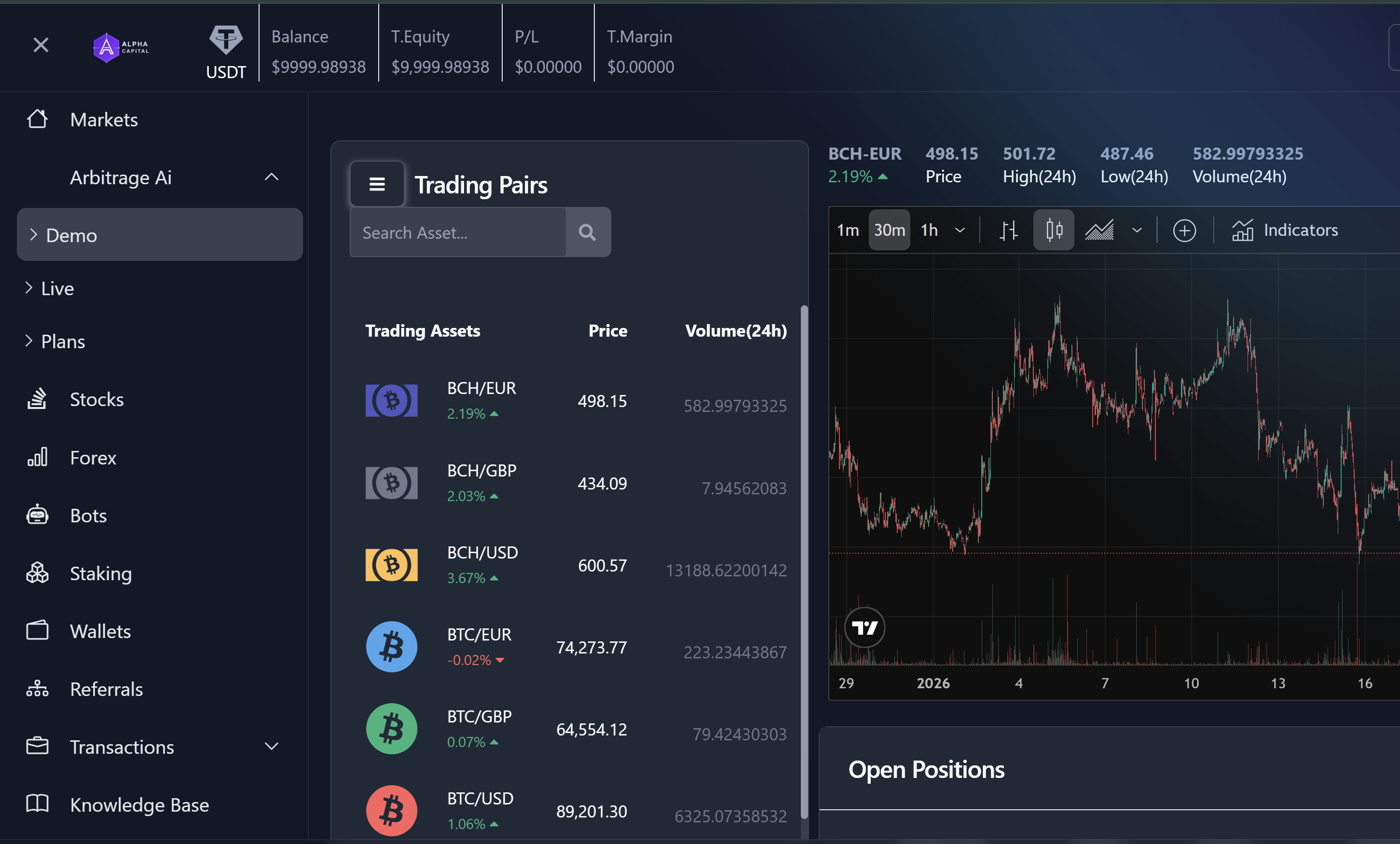 Demo account portfolio preview